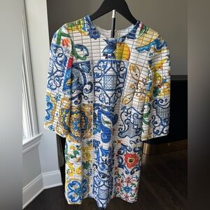 Dolce & Gabbana Majolica Mosaic Print Shift Dress Multicolor NWT IT 38